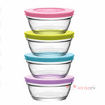 LAV Master 4’lü Renkli Kapaklı Cam Saklama Kabı Seti