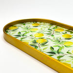 Altın Limon Desenli Oval Sunumluk – Dekoratif Tepsi