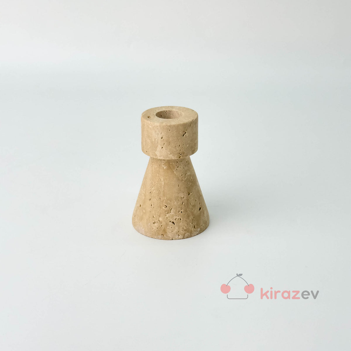Traverten Mermer Şamdan – Minimal Dekoratif Mumluk - Kiraz Ev