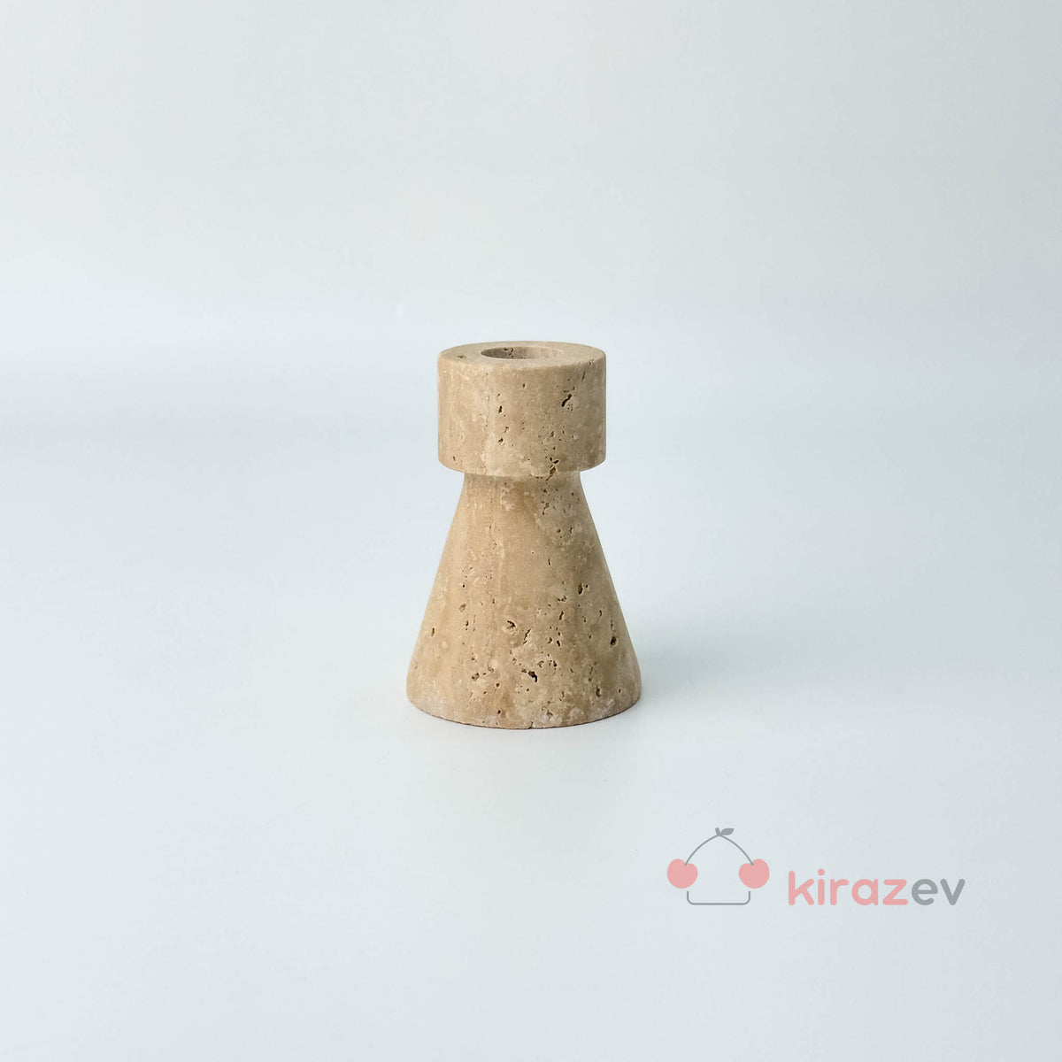 Traverten Mermer Şamdan – Minimal Dekoratif Mumluk - Kiraz Ev