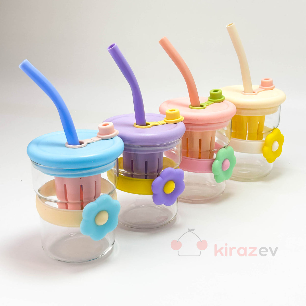 Cam Muggle Suluk – Sarı Çiçekli Pipetli