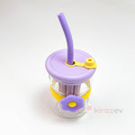 Cam Muggle Suluk – Mor Çiçekli Pipetli