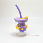 Cam Muggle Suluk – Mor Çiçekli Pipetli