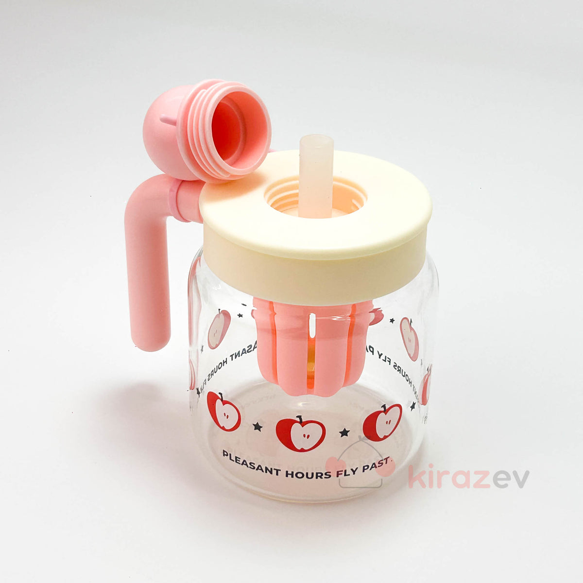 Pembe Elmalı Kulplu Suluk – Pipetli Bardak