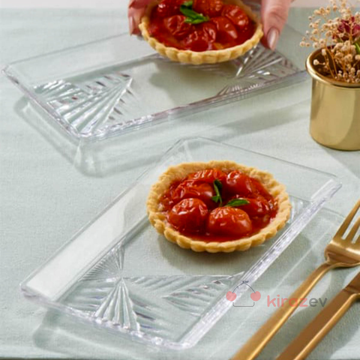 Paşabahçe Madlen 2’li Cam Servis Tabağı 22×12 cm