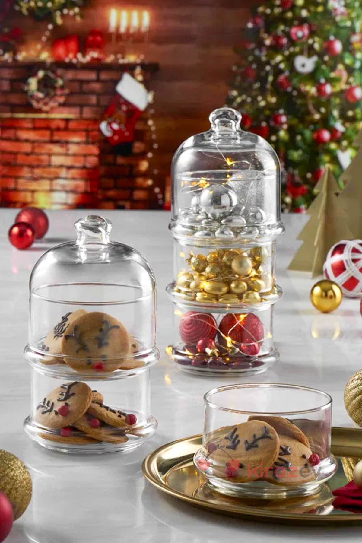 Paşabahçe Villa Patisserie – 3 Katlı Kapaklı Cam Sunumluk