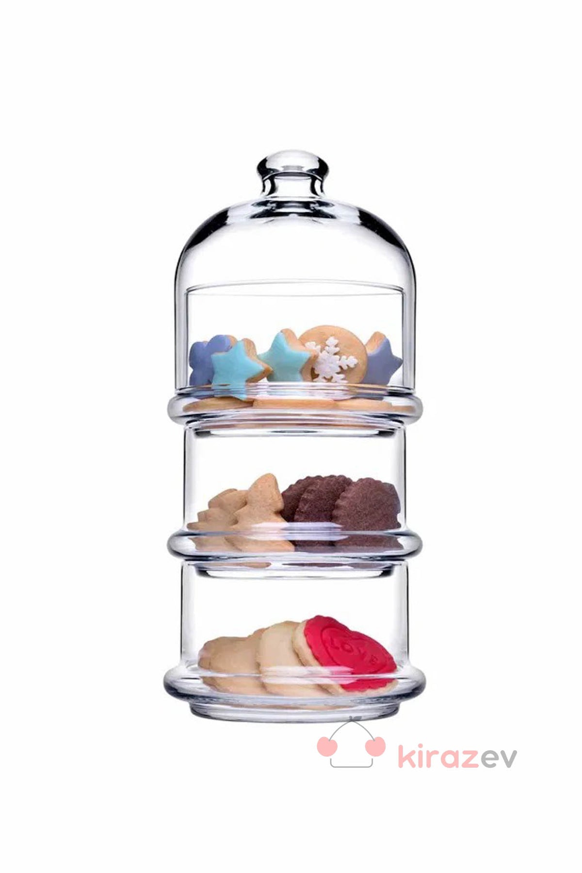 Paşabahçe Villa Patisserie – 3 Katlı Kapaklı Cam Sunumluk