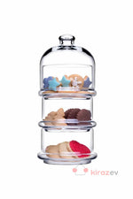 Paşabahçe Villa Patisserie – 3 Katlı Kapaklı Cam Sunumluk