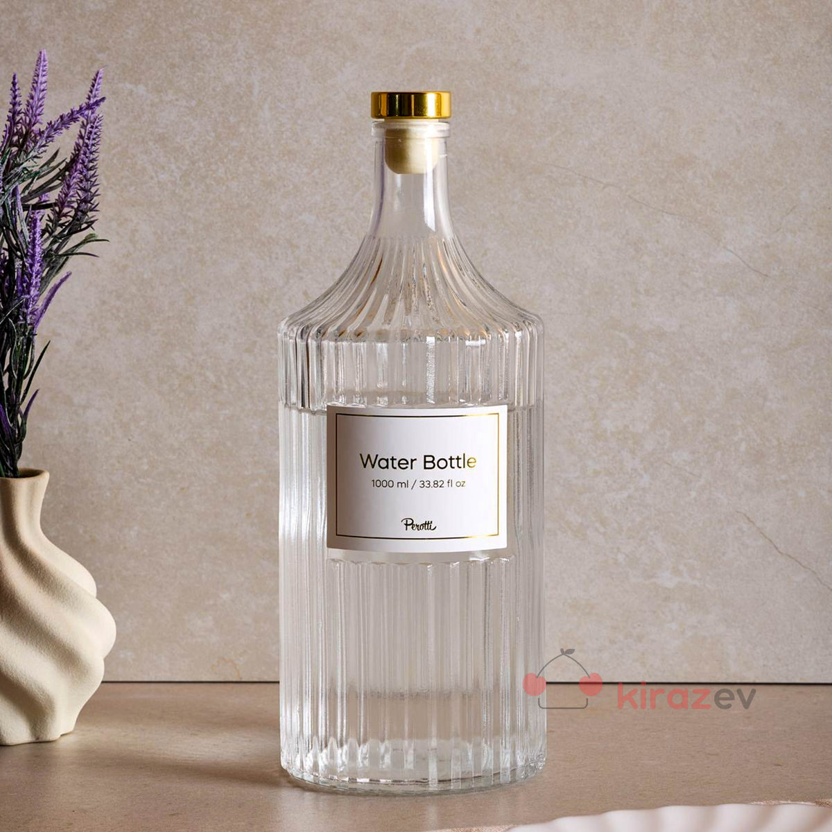 Perotti Cam Yağlık Şişe – Çift Başlıklı Etiketli 1000 ml