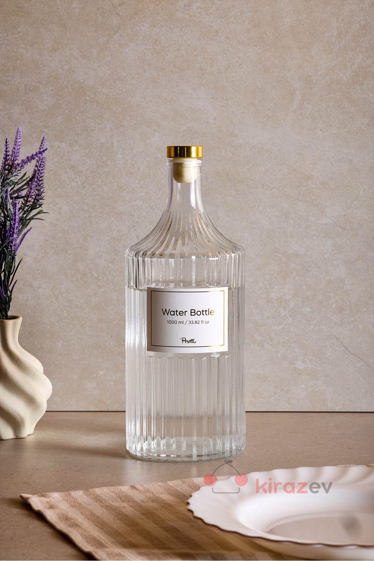 Perotti Cam Yağlık Şişe – Çift Başlıklı Etiketli 1000 ml