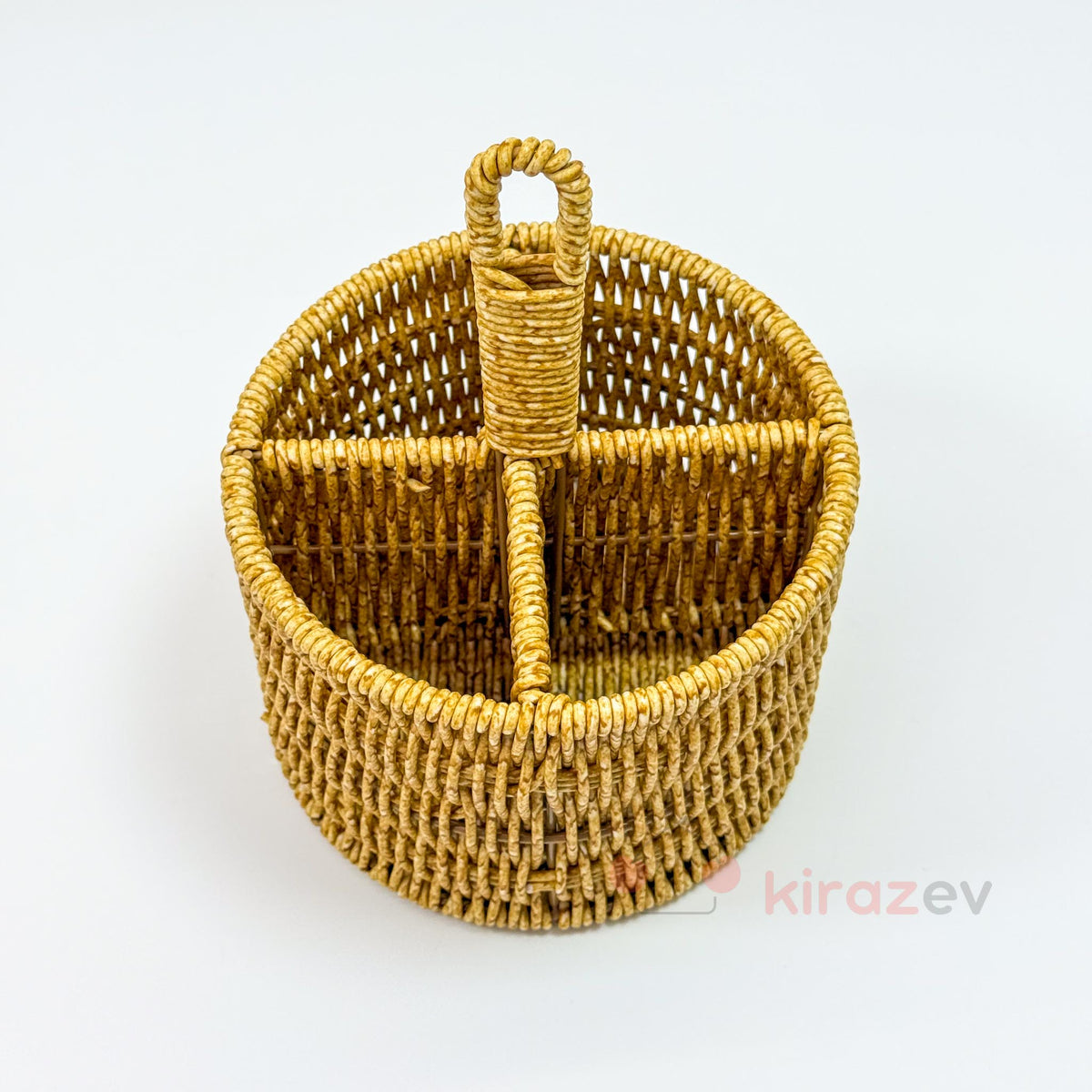 Rattan Kaşıklık 4 Bölmeli Mutfak Organizeri