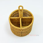 Rattan Kaşıklık 4 Bölmeli Mutfak Organizeri