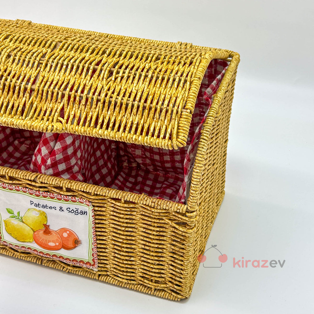 Rattan Bölmeli Patates Soğanlık Dikdörtgen - Kiraz Ev