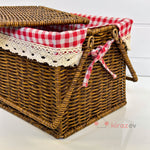 Rattan Piknik Sepeti Kapaklı Astarlı