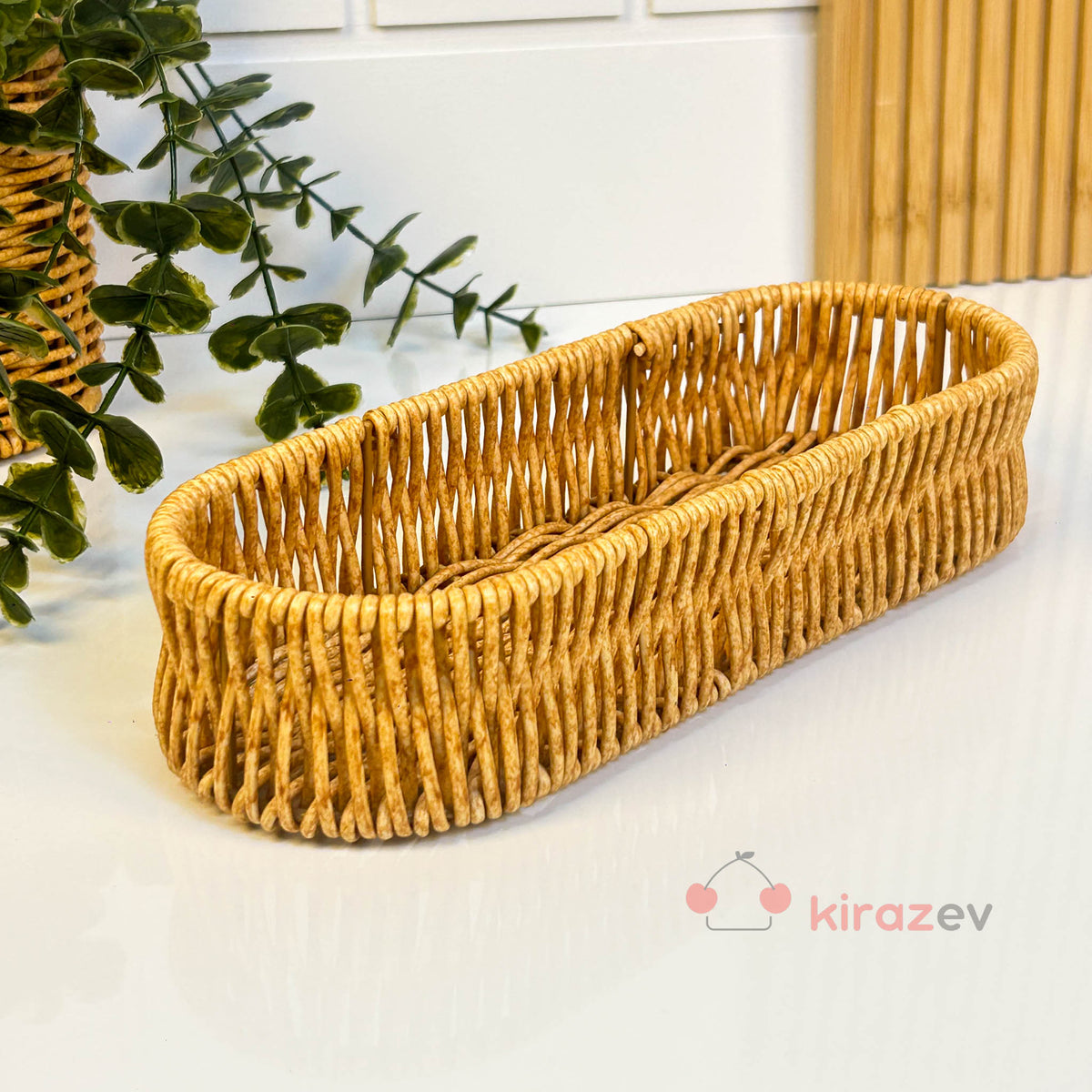 Rattan Uzun Organizer Sepet 25×9 cm
