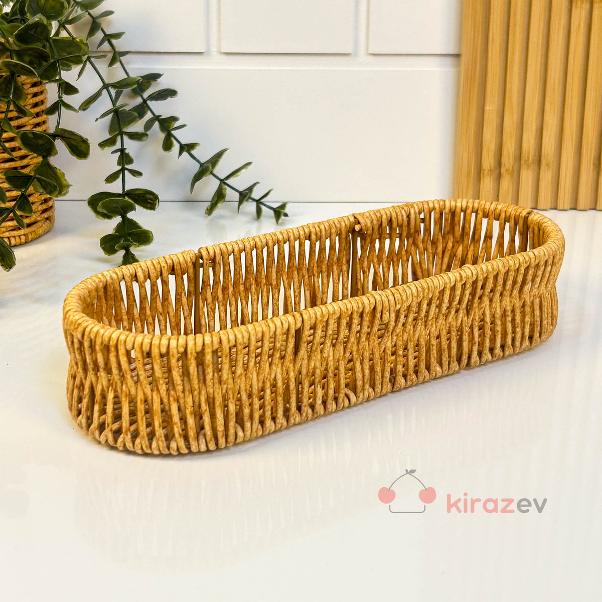 Rattan Uzun Organizer Sepet 25×9 cm