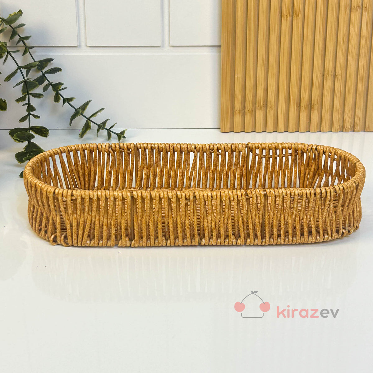 Rattan Uzun Organizer Sepet 28 × 11 cm