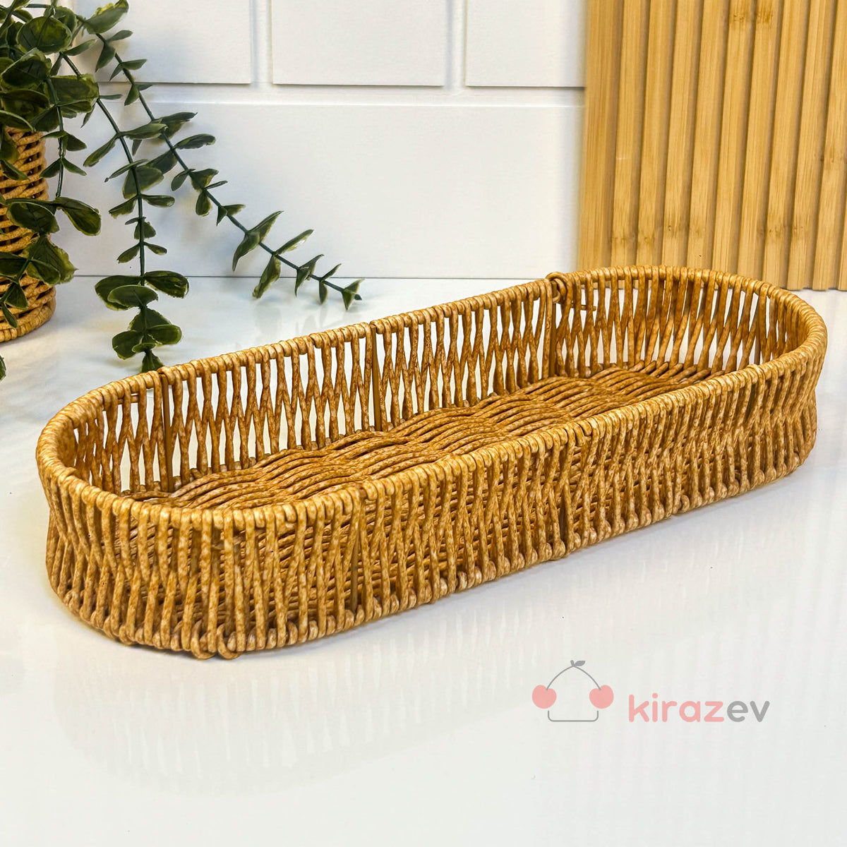 Rattan Uzun Organizer Sepet 31 × 12 cm