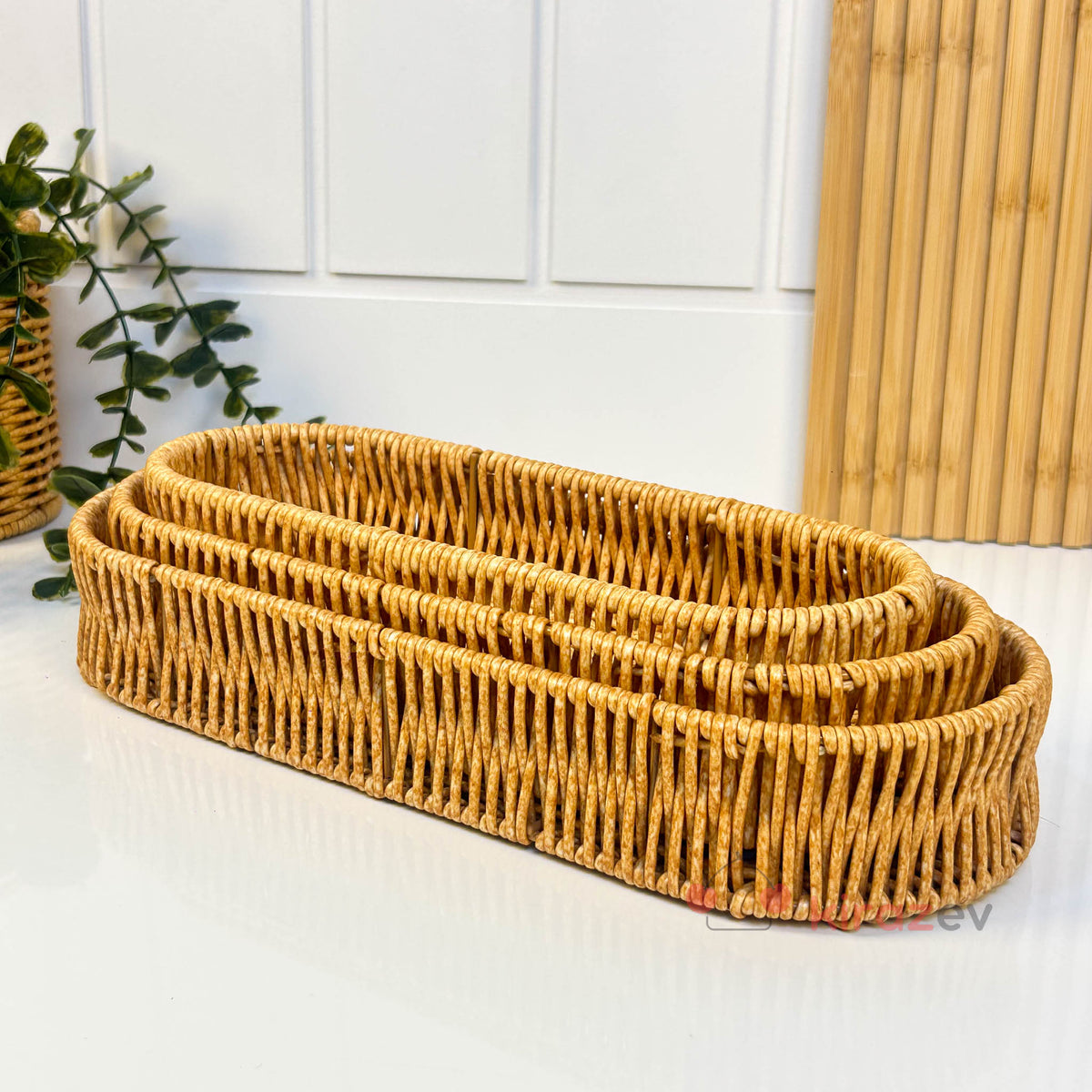 Rattan Uzun Organizer Sepet Seti (3’lü)