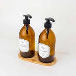 Retro Sıvı Sabunluk Seti Bambu Stantlı