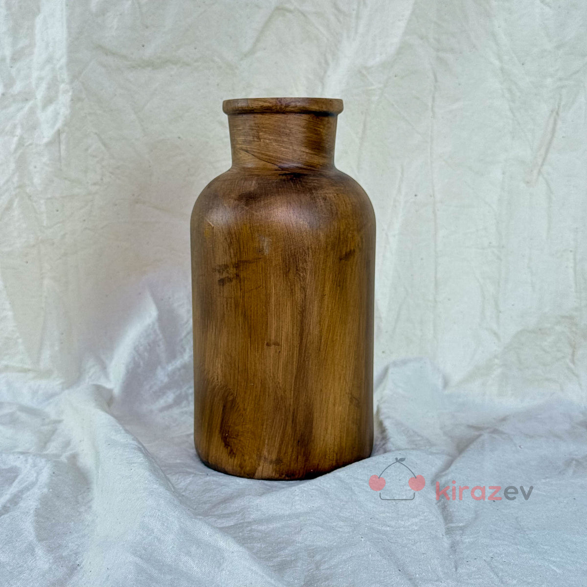 Dar Boğazlı Kahverengi Seramik Vazo | Rustik Dekor