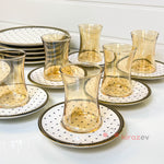 Siyah Kalpli 18 Parça Çay Seti