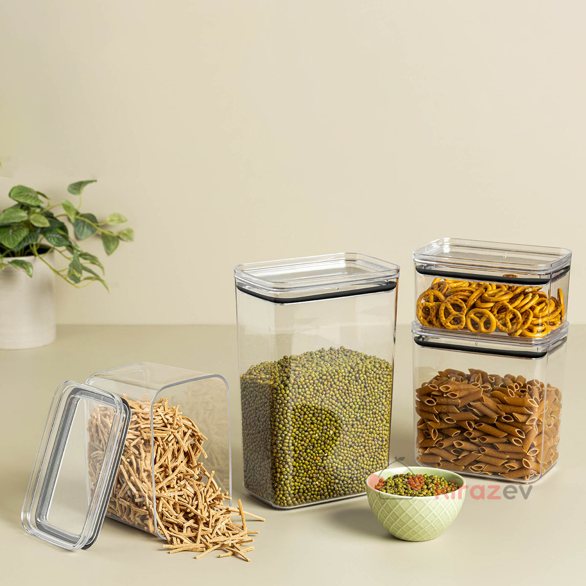 Soft Chef Dikdörtgen Erzak Saklama Kabı 1000 ml - Kiraz Ev