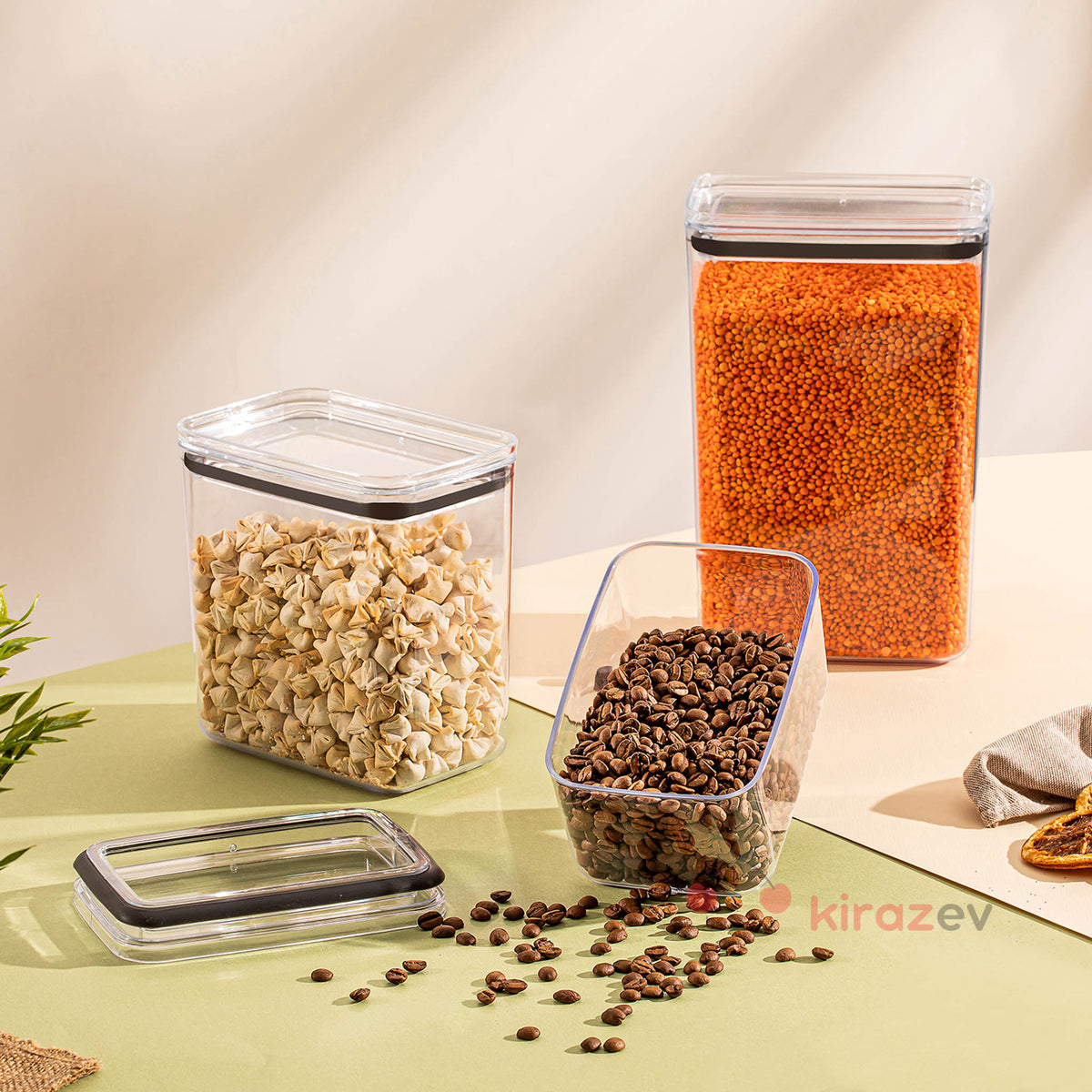 Soft Chef Dikdörtgen Erzak Saklama Kabı 1500 ml - Kiraz Ev