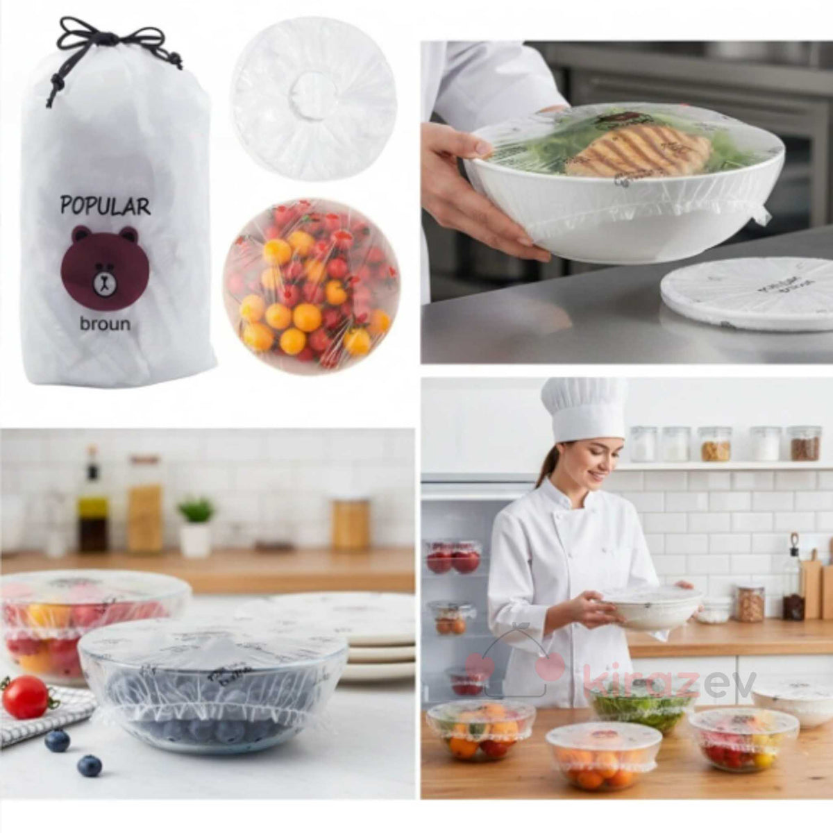 100’lü Tabak Bonesi Seti – Esnek Streç Gıda Koruma Kapakları