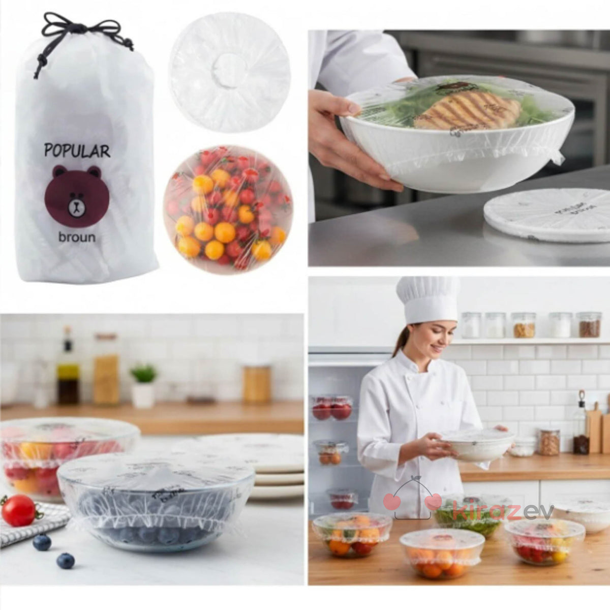 100’lü Tabak Bonesi Seti – Esnek Streç Gıda Koruma Kapakları