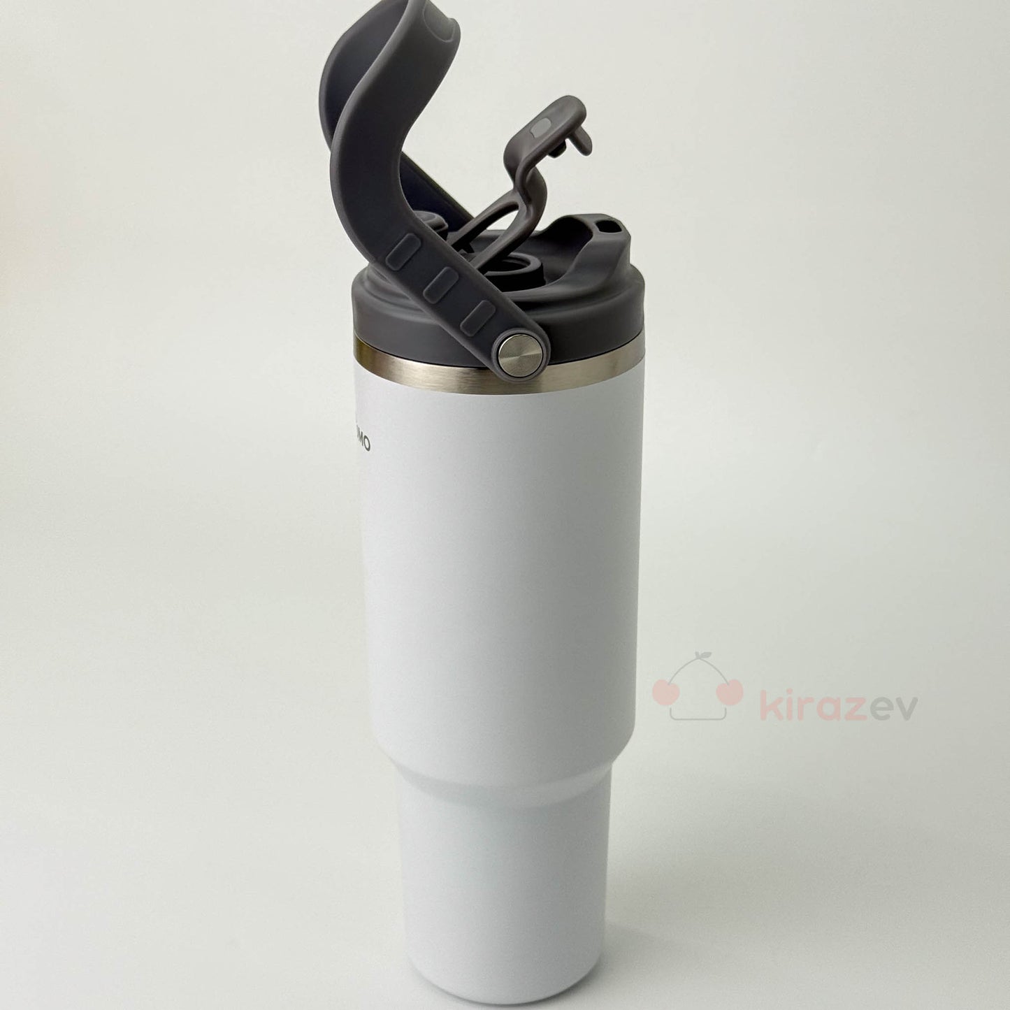 Paslanmaz Tutacaklı Pipetli Çelik Termos Beyaz