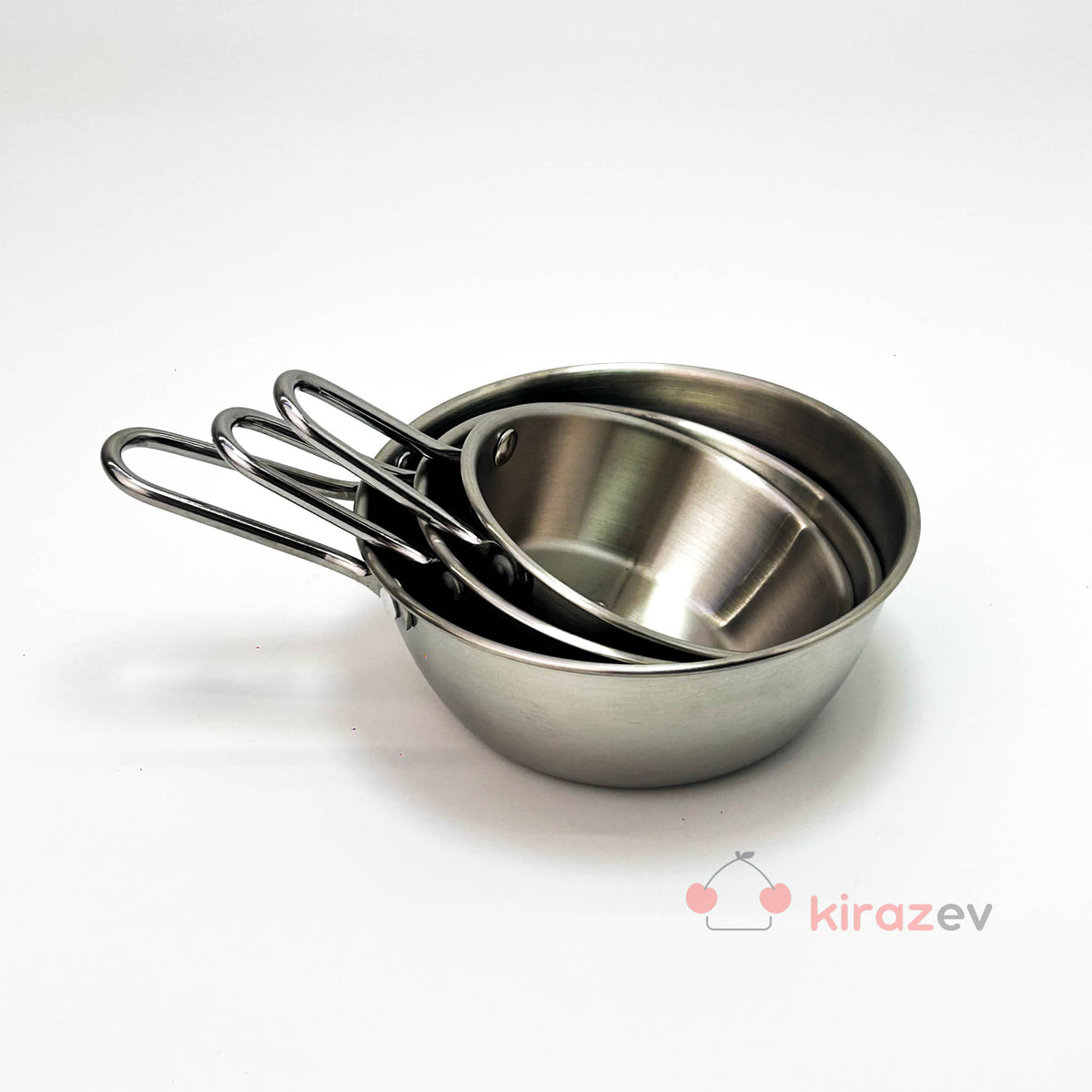 Gümüş Tek Kulplu Çelik Sunum Tavası - 12 cm