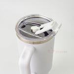 Kulplu Pipetli Paslanmaz Çelik Termos Beyaz