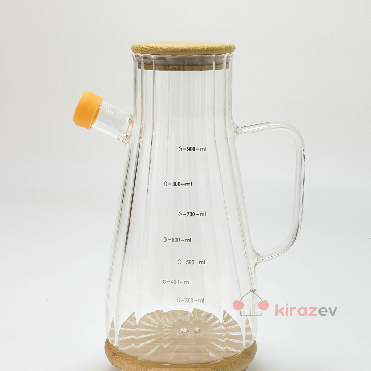 Vento Orange Cam Yağdanlık 900 ml – Bambu Kapaklı