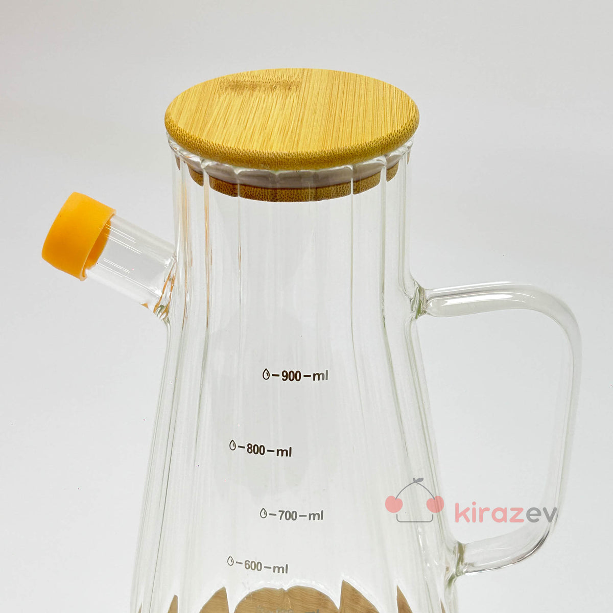 Vento Orange Cam Yağdanlık 900 ml – Bambu Kapaklı