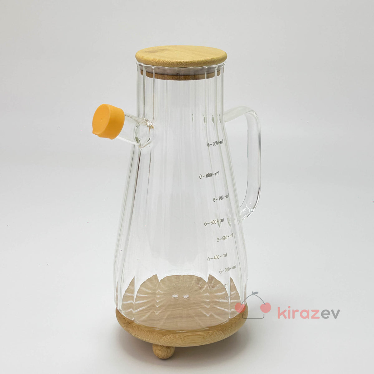 Vento Orange Cam Yağdanlık 900 ml – Bambu Kapaklı