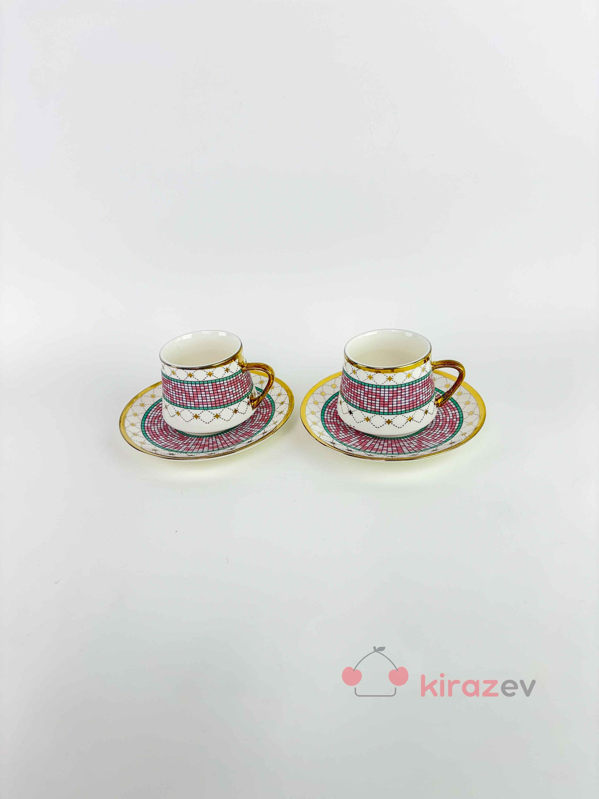 2'li Kahve Fincan Takımı - Vintage Desenli