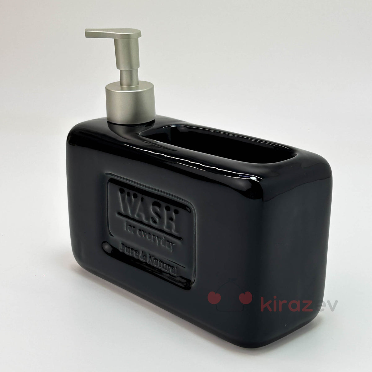 Seramik Sıvı Deterjanlık Hazneli Siyah