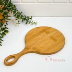 Yuvarlak Saplı Bambu Kesim & Sunum Panosu 33×20 cm