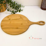 Yuvarlak Saplı Bambu Kesim & Sunum Panosu 39×25 cm