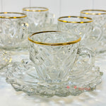 Zarif Gold Detaylı Cam Çay & Kahve Sunum Seti