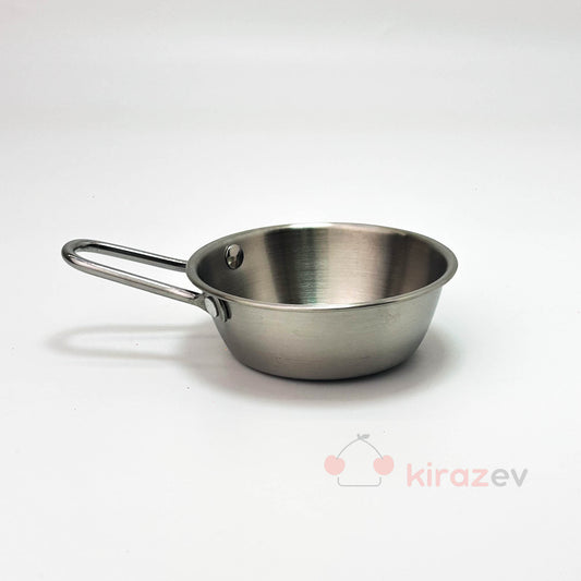 Gümüş Tek Kulplu Çelik Sunum Tavası - 10 cm