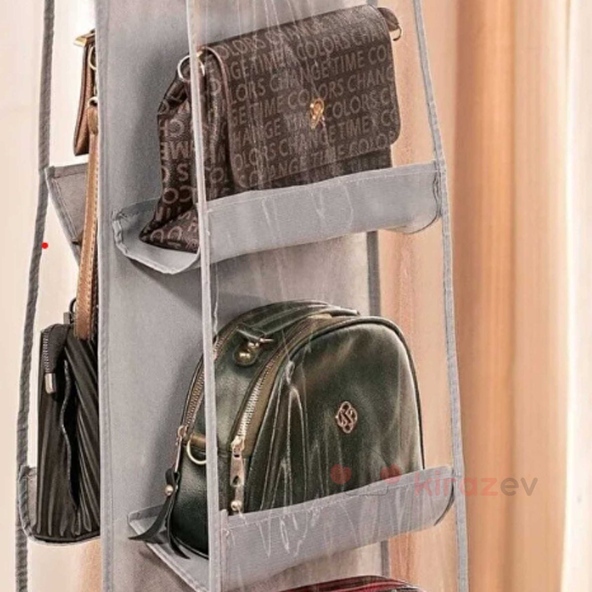 10 Cepli Asılabilir Çanta Askısı – Şeffaf Koruma Organizer