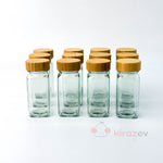 Bambu Kapaklı 12'li Cam Baharatlık Seti