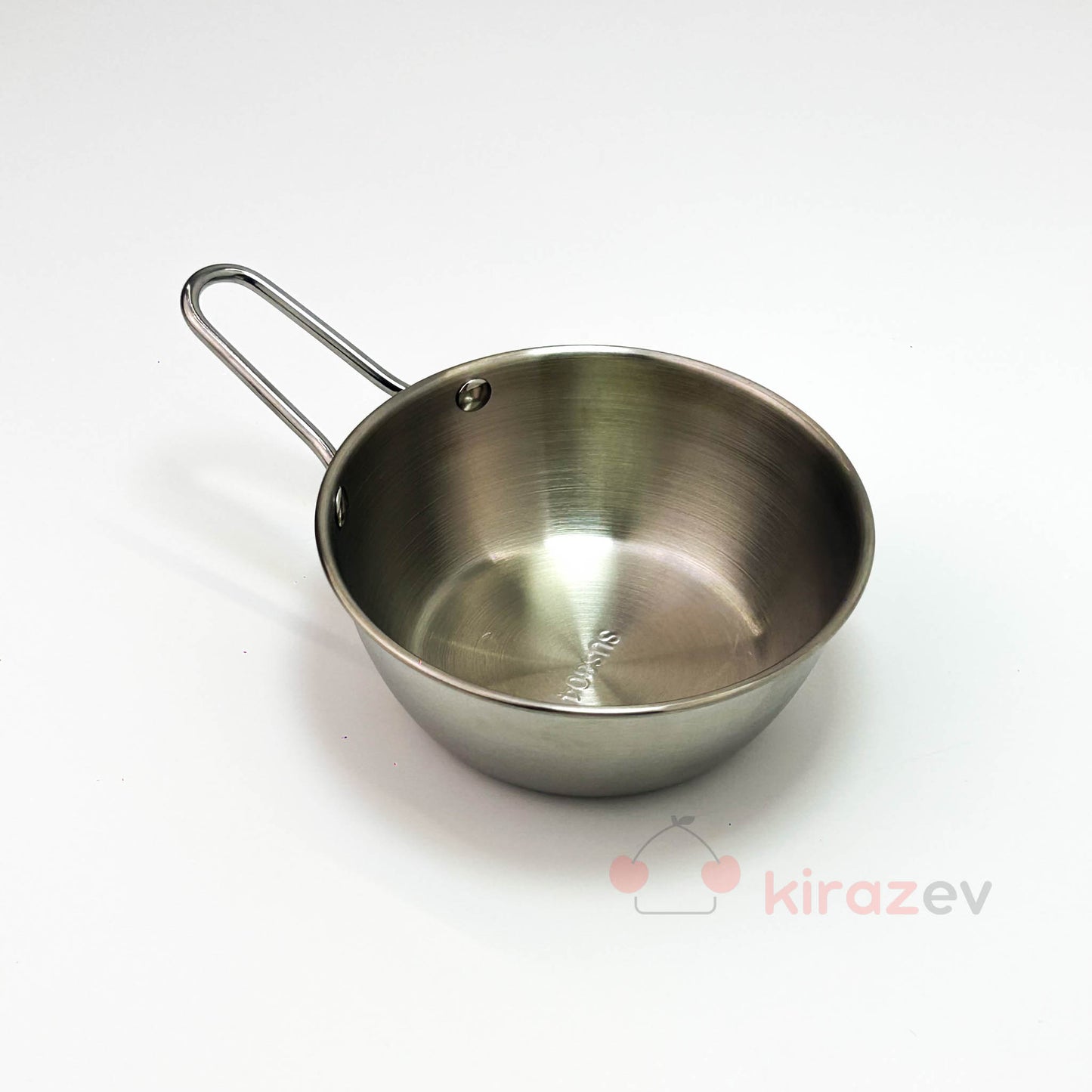 Gümüş Tek Kulplu Çelik Sunum Tavası - 14 cm