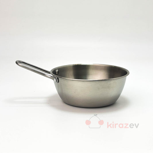 Gümüş Tek Kulplu Çelik Sunum Tavası - 14 cm