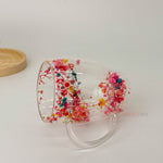 Çiçekli Kulplu Çift Cidarlı Cam Bardak 350ml