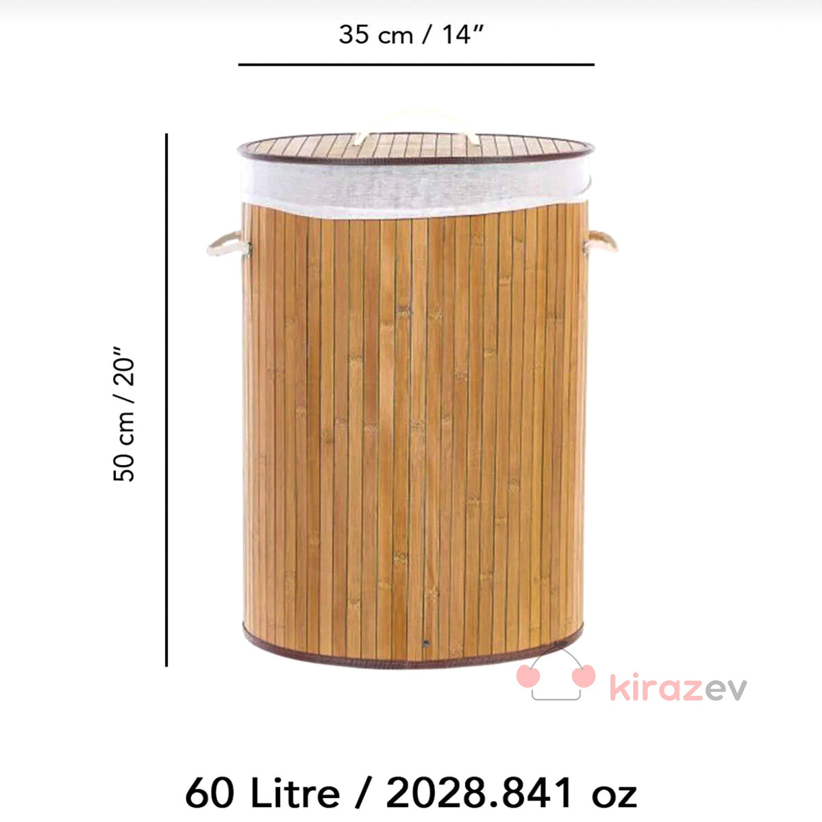 Bambu Kapaklı Çamaşır Sepeti – 60 L