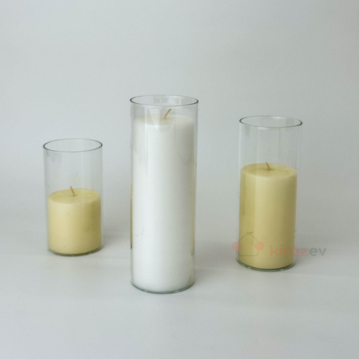 Silindir Cam Vazo & Mumluk Seti 3'lü