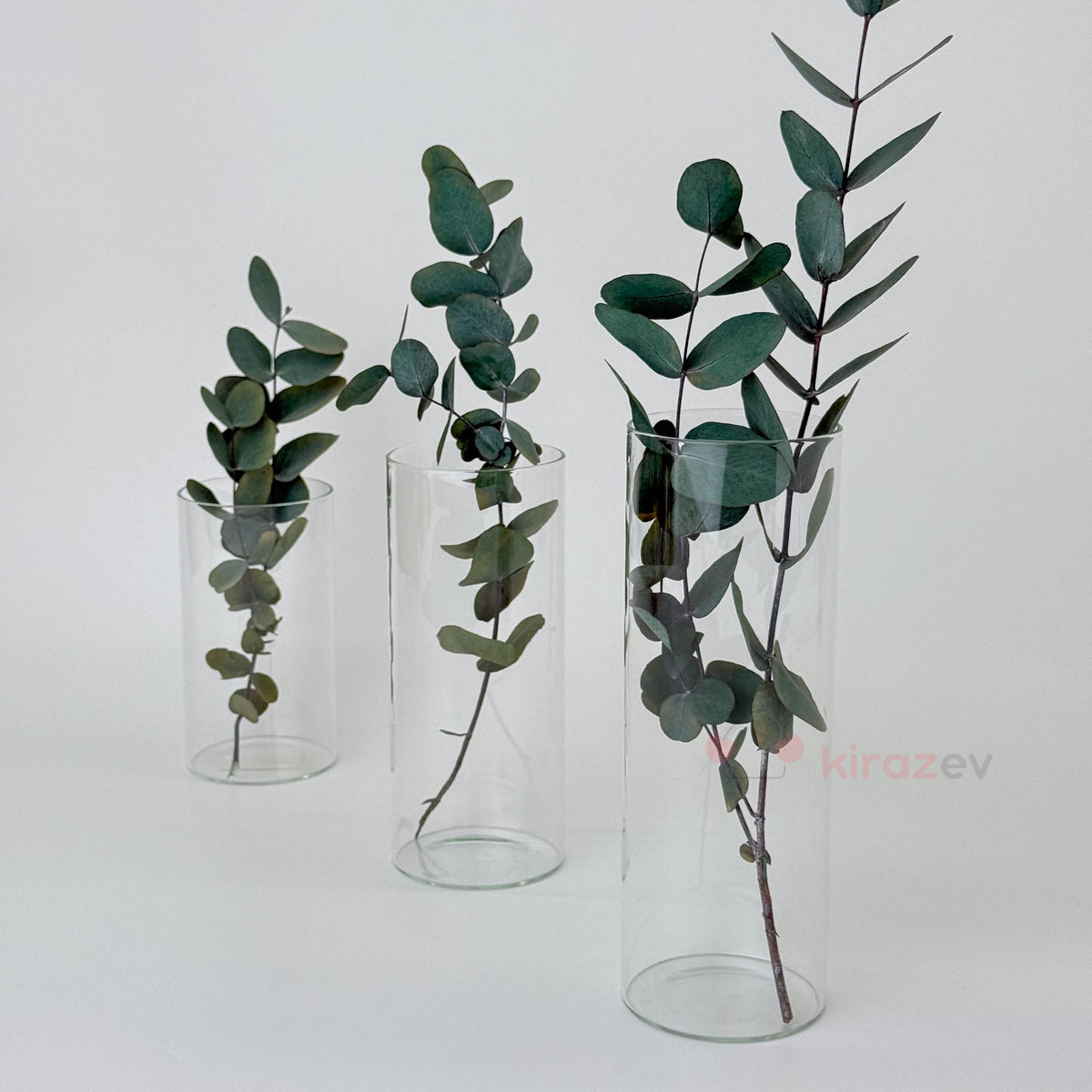 Silindir Cam Vazo & Mumluk Seti 3'lü